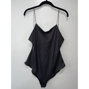 Blue Leopard Black Bodysuit‎ With Spaghetti Straps, 3X